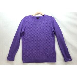 Talbots Lambswool Blend Cable knit Long Sleeve Sweater Purple Sz M